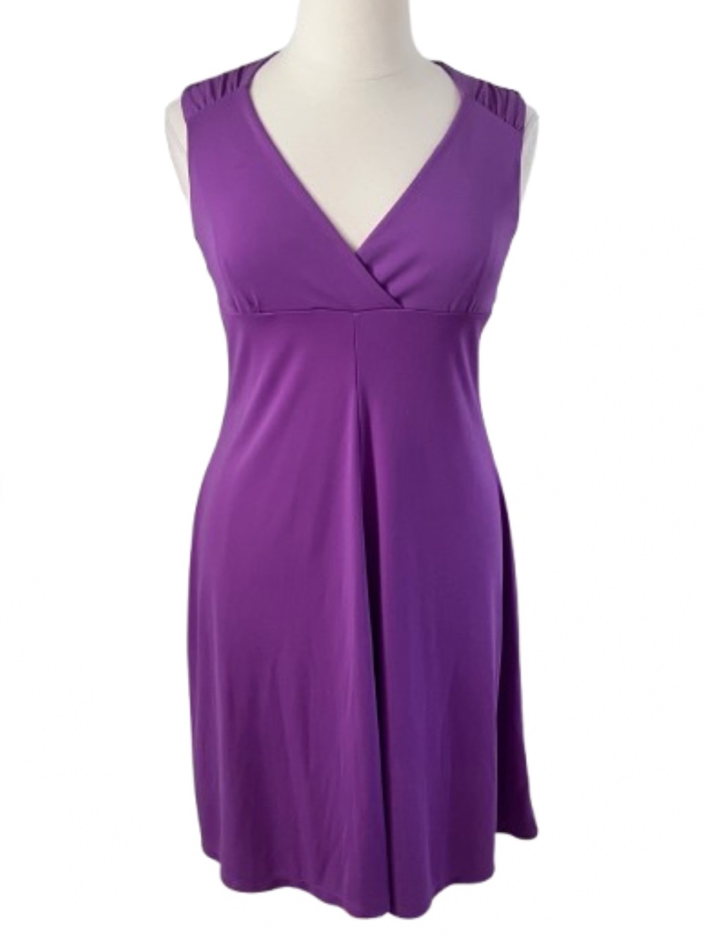 Purple V-Neck Midi Dress